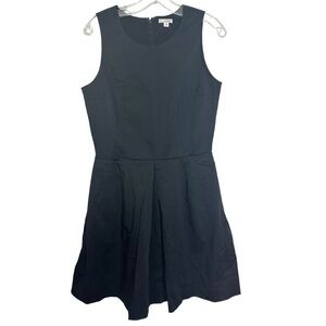 GAP High Neck Sleeveless Pleated Skirt Cotton Black Mini Dress with Pockets